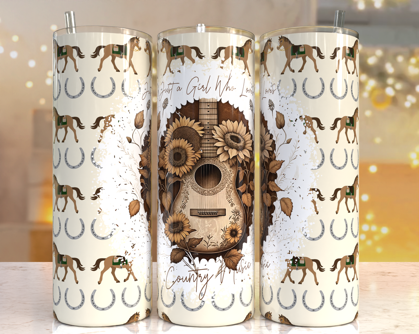 20 oz Tumbler Guitar, Horses